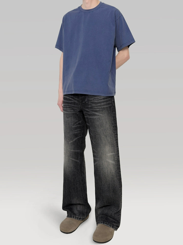 PLUS NO LOGO Washed Old Micro-pull Jeans