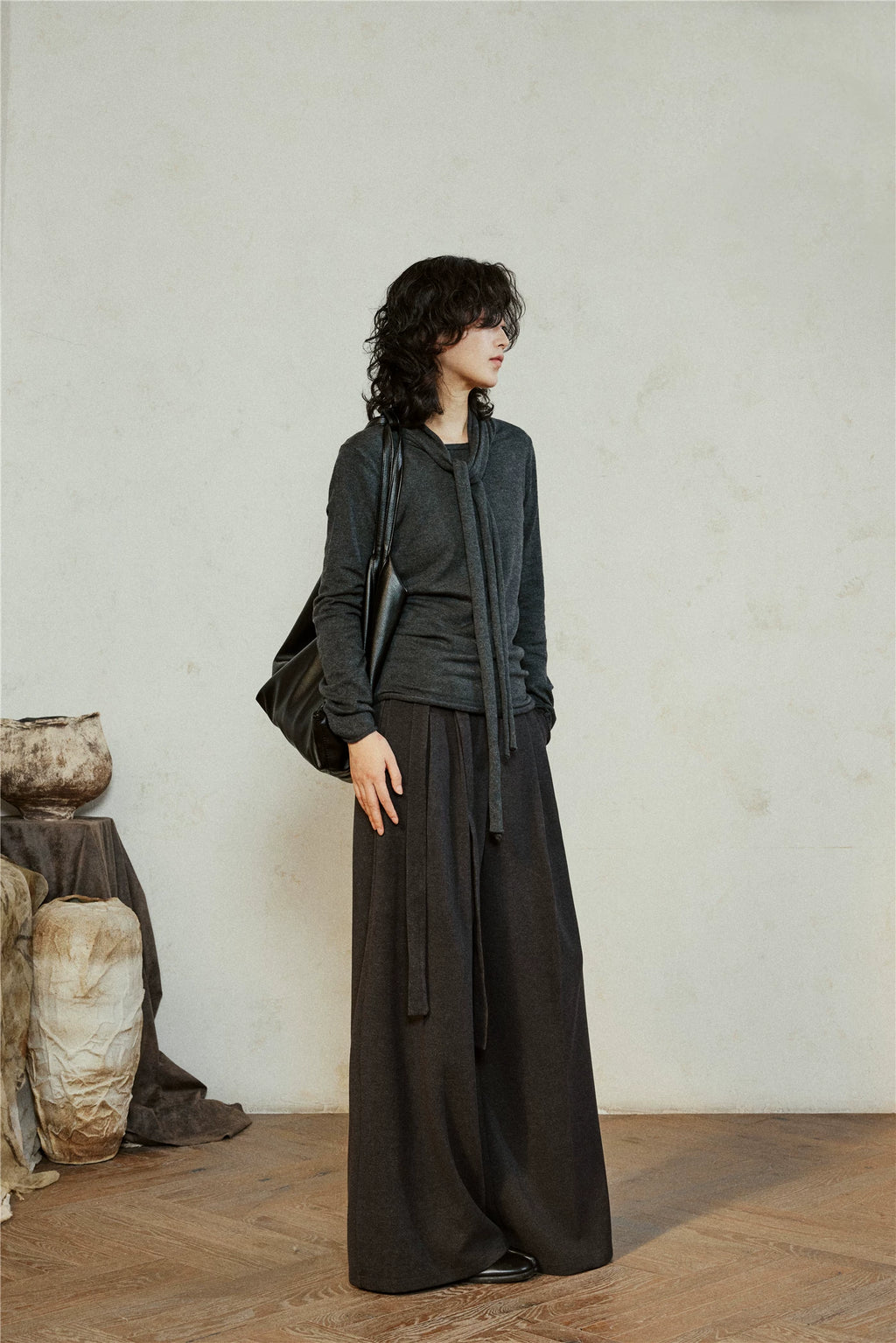 SUNYVONNE Lazy Wind Strap Knitted Long Sleeve
