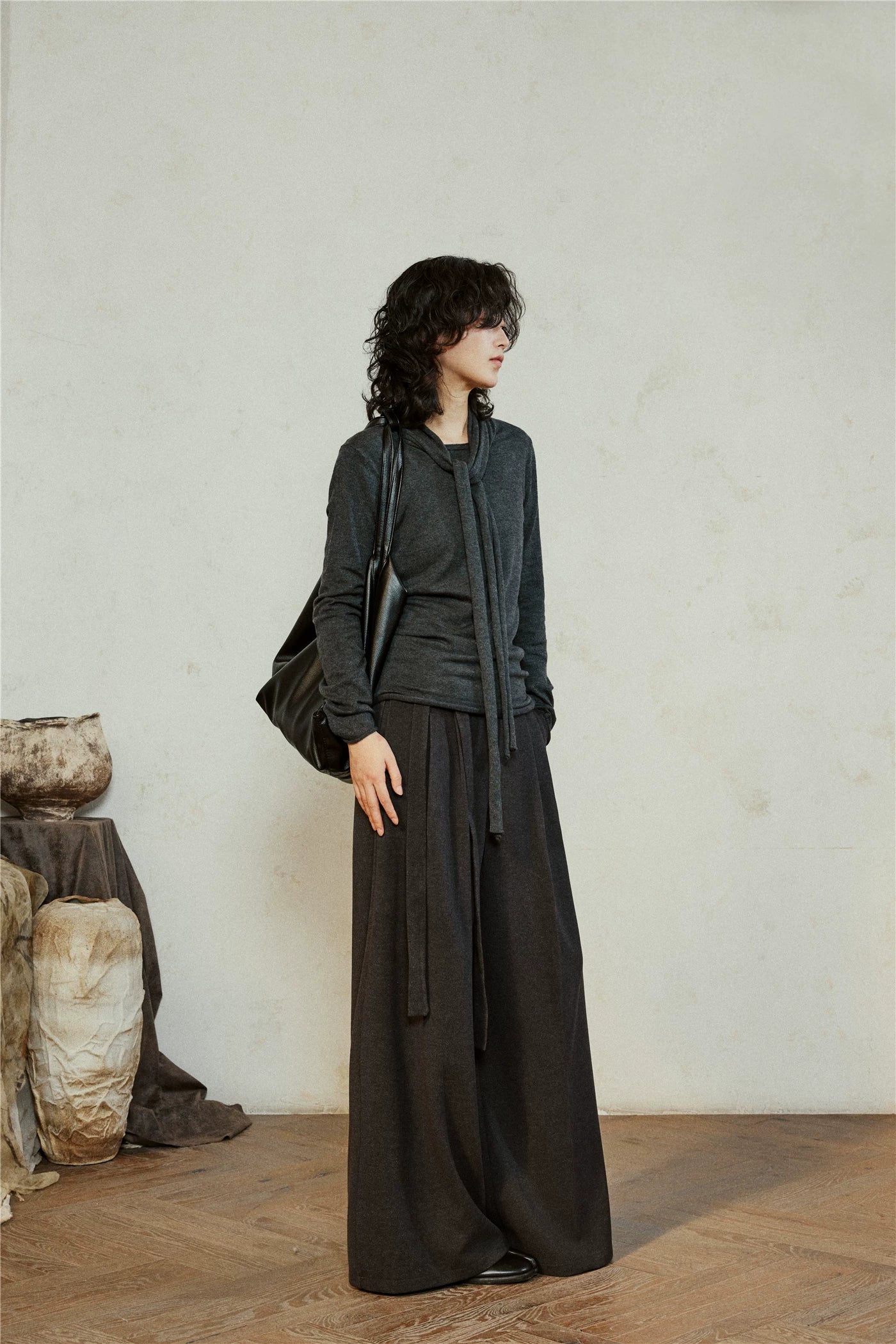 SUNYVONNE Lazy Wind Strap Knitted Long Sleeve