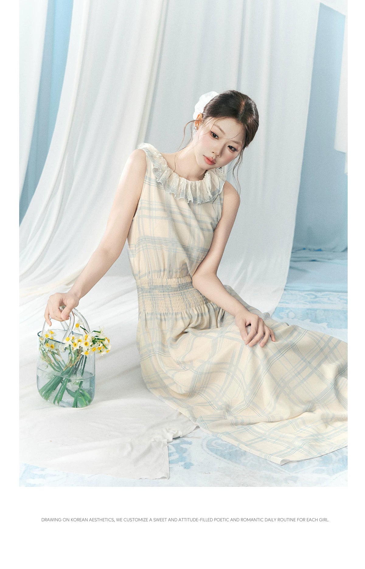 Wildberry Vintage Blue Checkered Vest Dress