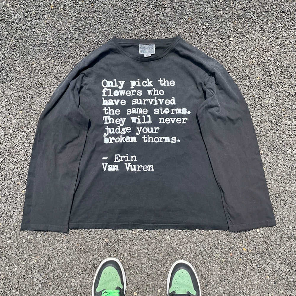 Wang Youbing Studio! Flowers 220g 100% Cotton Long Sleeve Tee