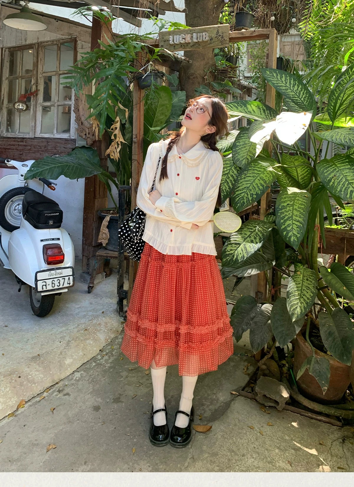 MUCHA Plaid Mesh Skirt