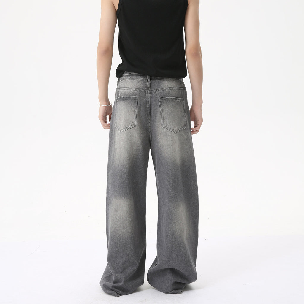 MTLCLOTHES Vintage High Street Wide Leg Straight Jeans