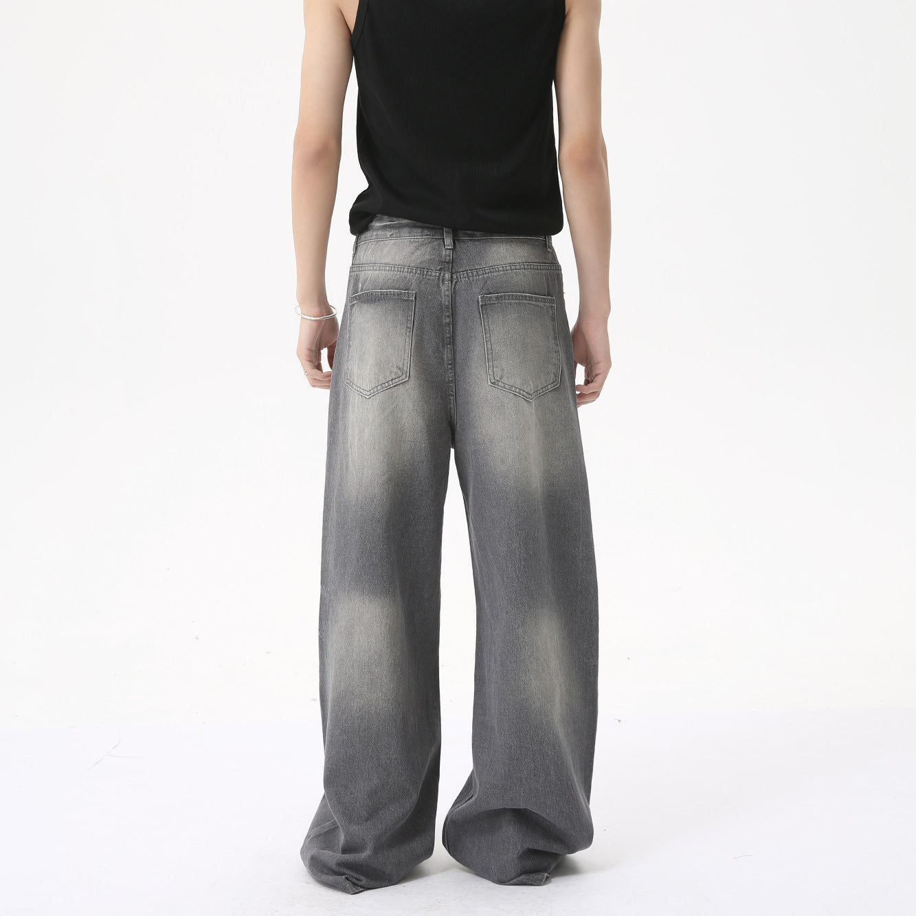 MTLCLOTHES Vintage High Street Wide Leg Straight Jeans