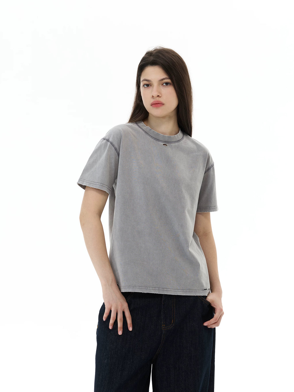 WLNEXT Vintage Ripped Casual Tee