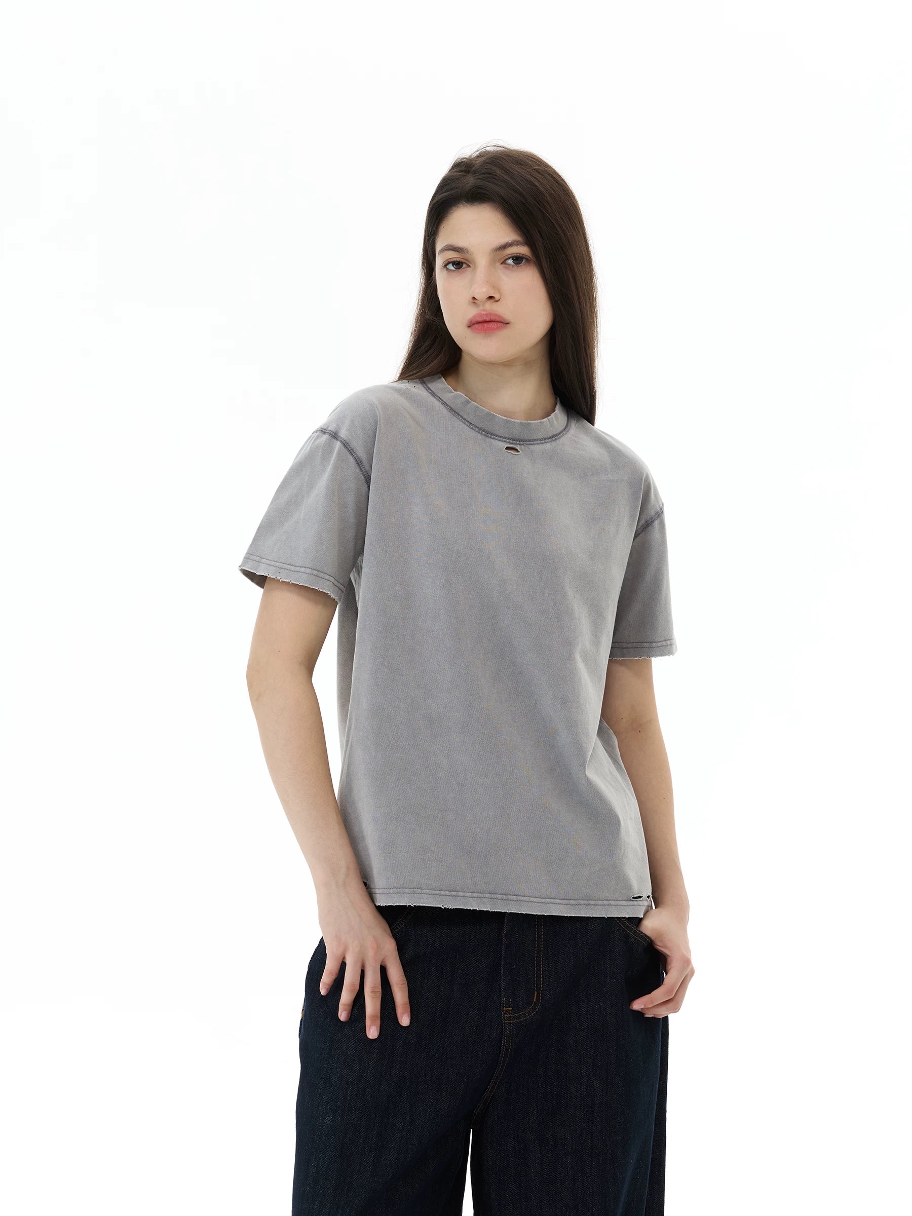 WLNEXT Vintage Ripped Casual Tee