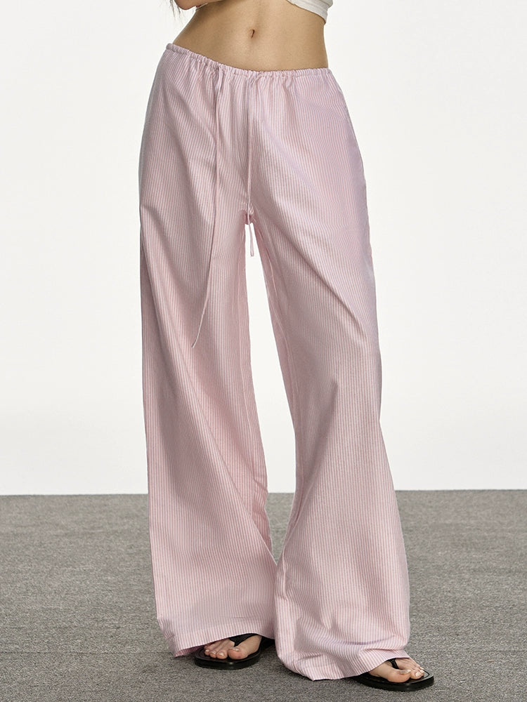Anna Aneae Vertical Striped Elastic Waist Casual Pants