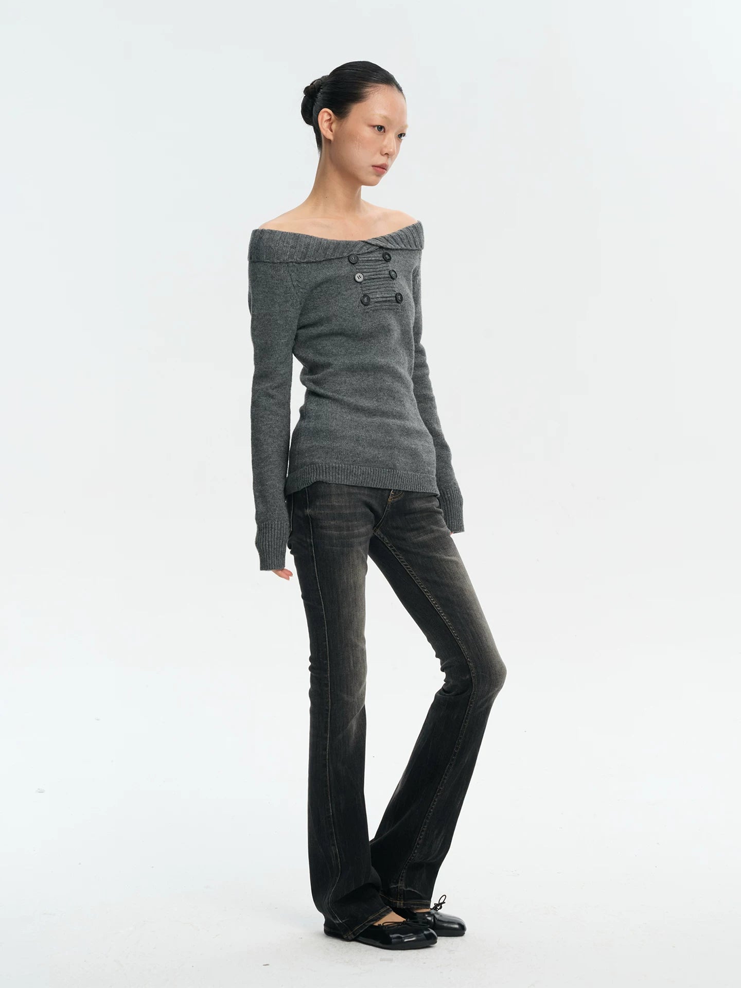 LINY LIBERTY Vintage One-word Shoulder Sweater
