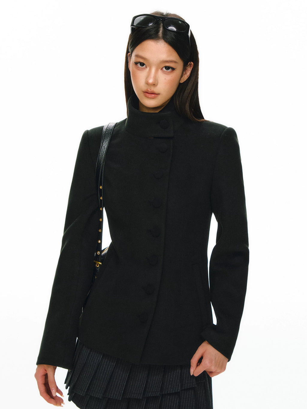 Ariseism Vintage Semi-turtleneck Button Woolen Coat