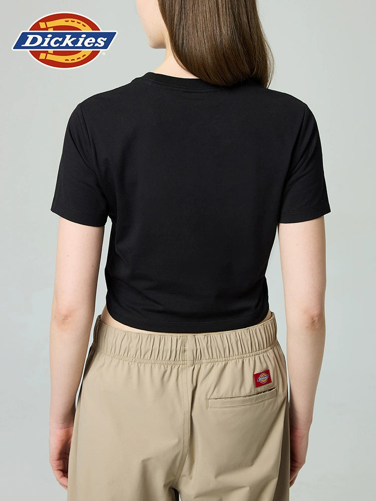 Dickies Elastic Slim Short Front Chest Small LOGO Printed Tee