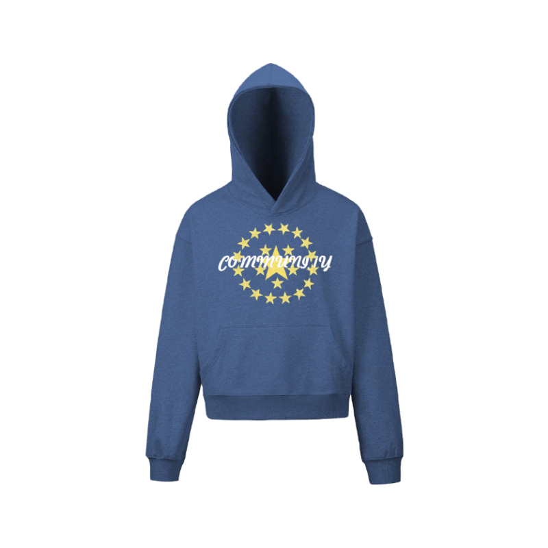 KONOOT Pentagram Print Short and Wide Cut Hooded Sweater