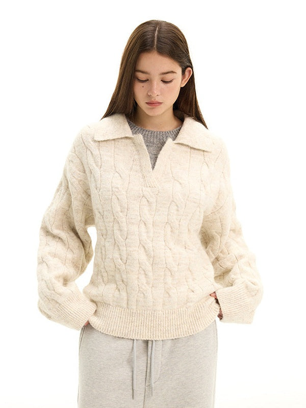 UNF Loose Cashmere Comfortable Soft Waxy Fake Two-piece Knitted Sweater
