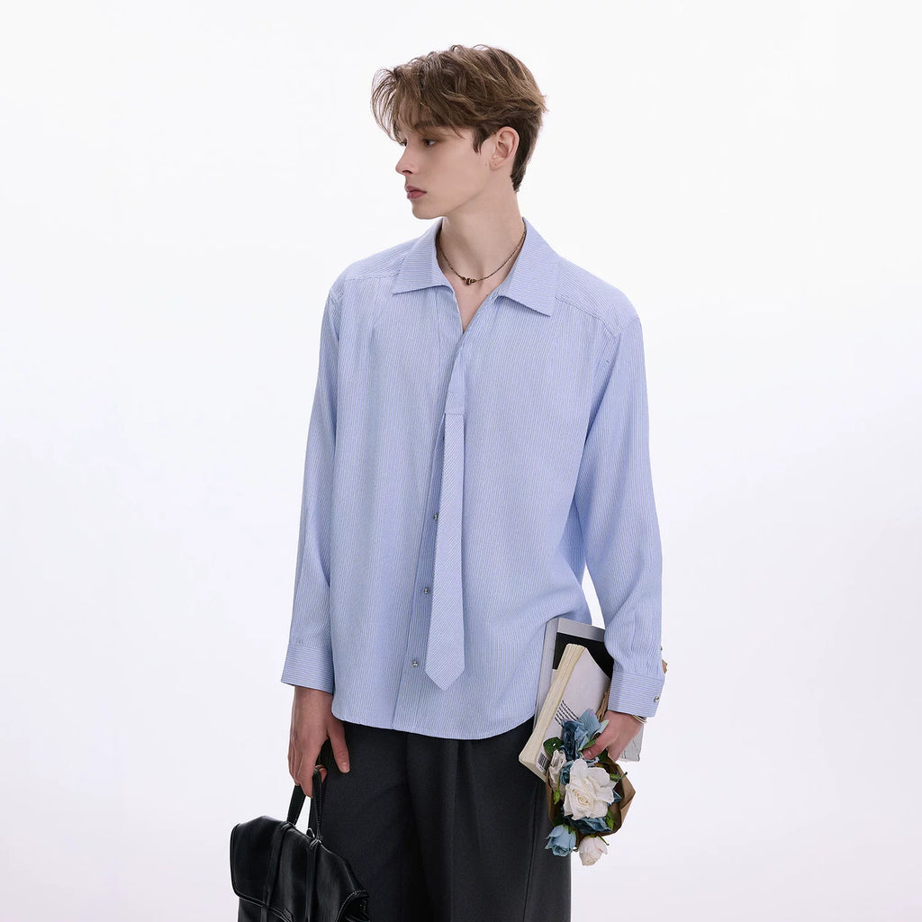 CHOR Casual Tie-up Striped Tie Shirt
