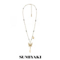 Sumiyaki Pearl Butterfly Layered Long Necklace