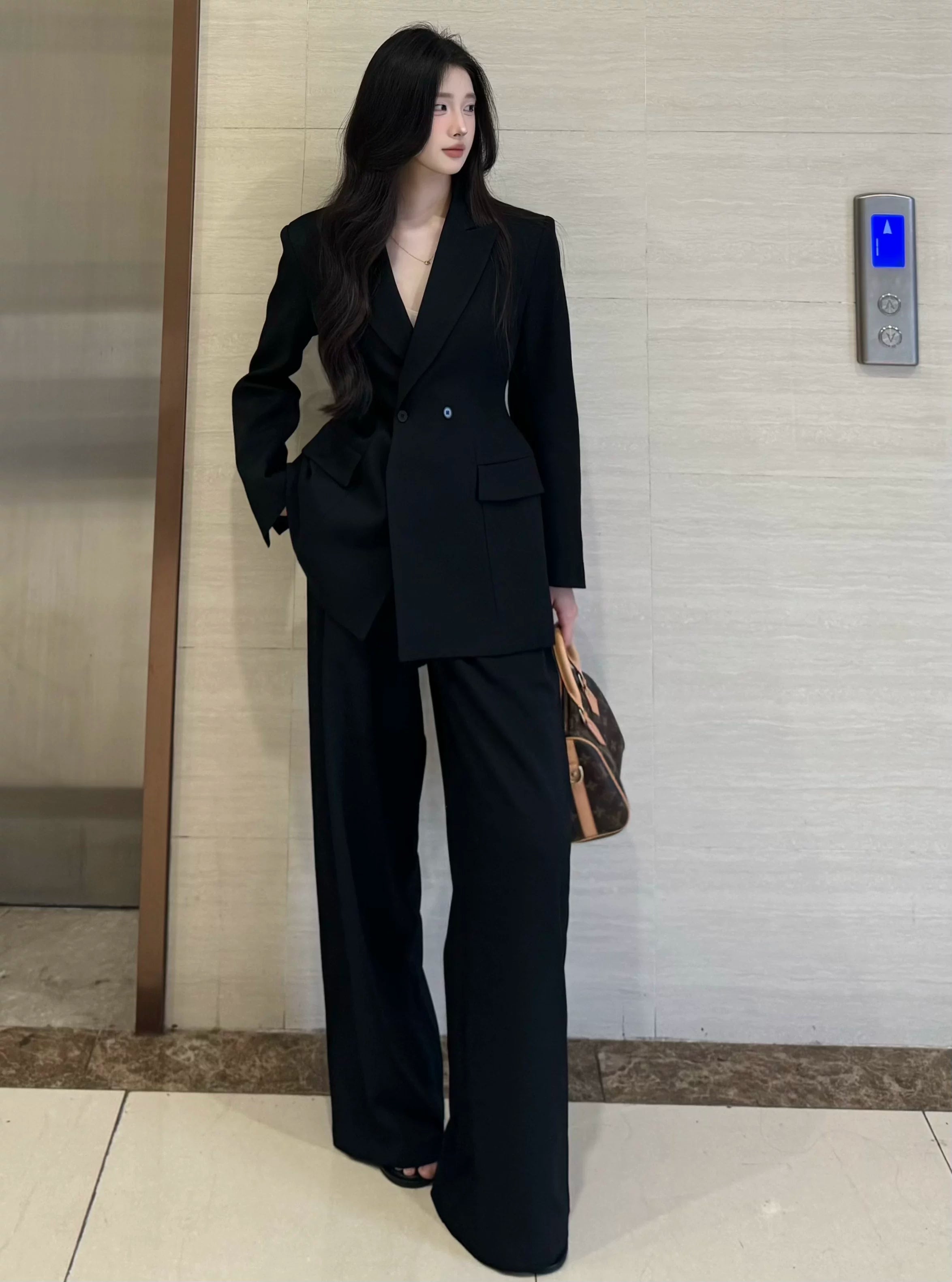 PANPANSTUDIO Minimal Medium and Long Suit Wide Leg Pants Set