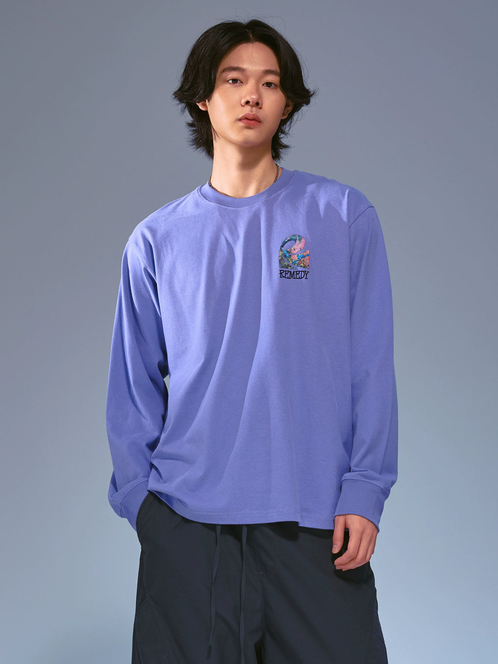 Remedy Flower Sea Insect Embroidery Loose Casual Long Sleeve