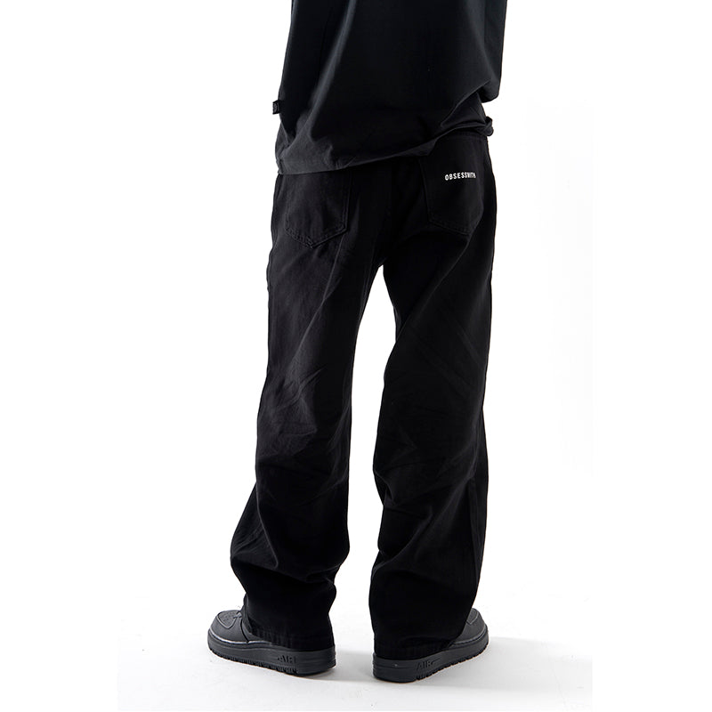 OBSESSWITH Four Seasons Middle Waist Straight Loose Basic Simple Skateboard Pants