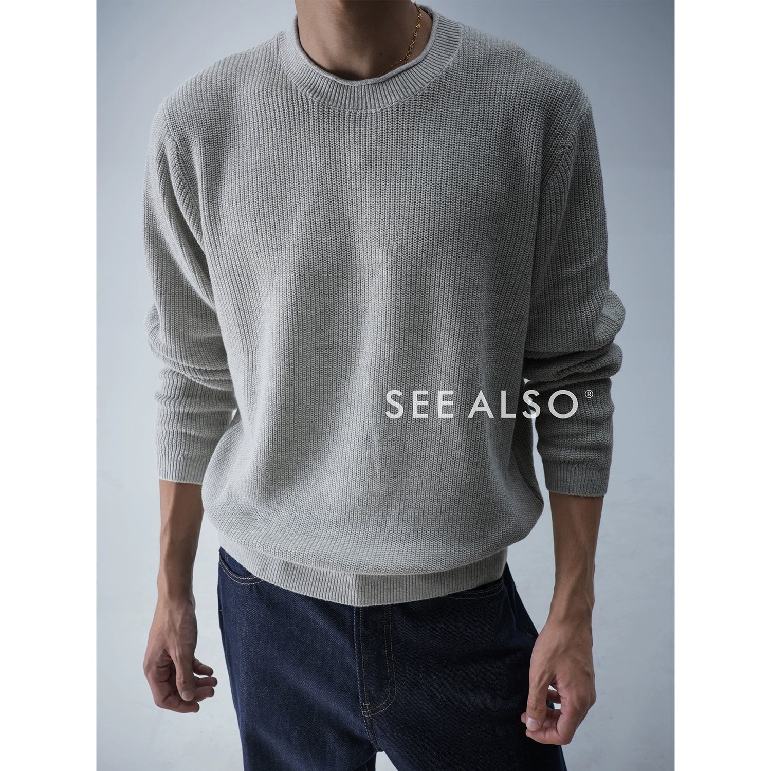 SEE ALSO Slack Minimalist Crew Neck Long Sleeve Knitted Sweater