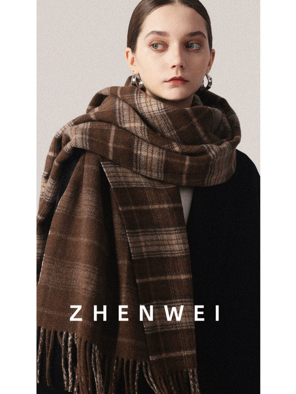 ZHENWEI Thickened Reversible Thermal Scarf Shawl