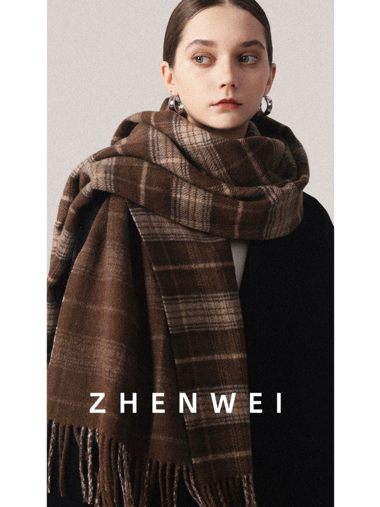 ZHENWEI Thickened Reversible Thermal Scarf Shawl