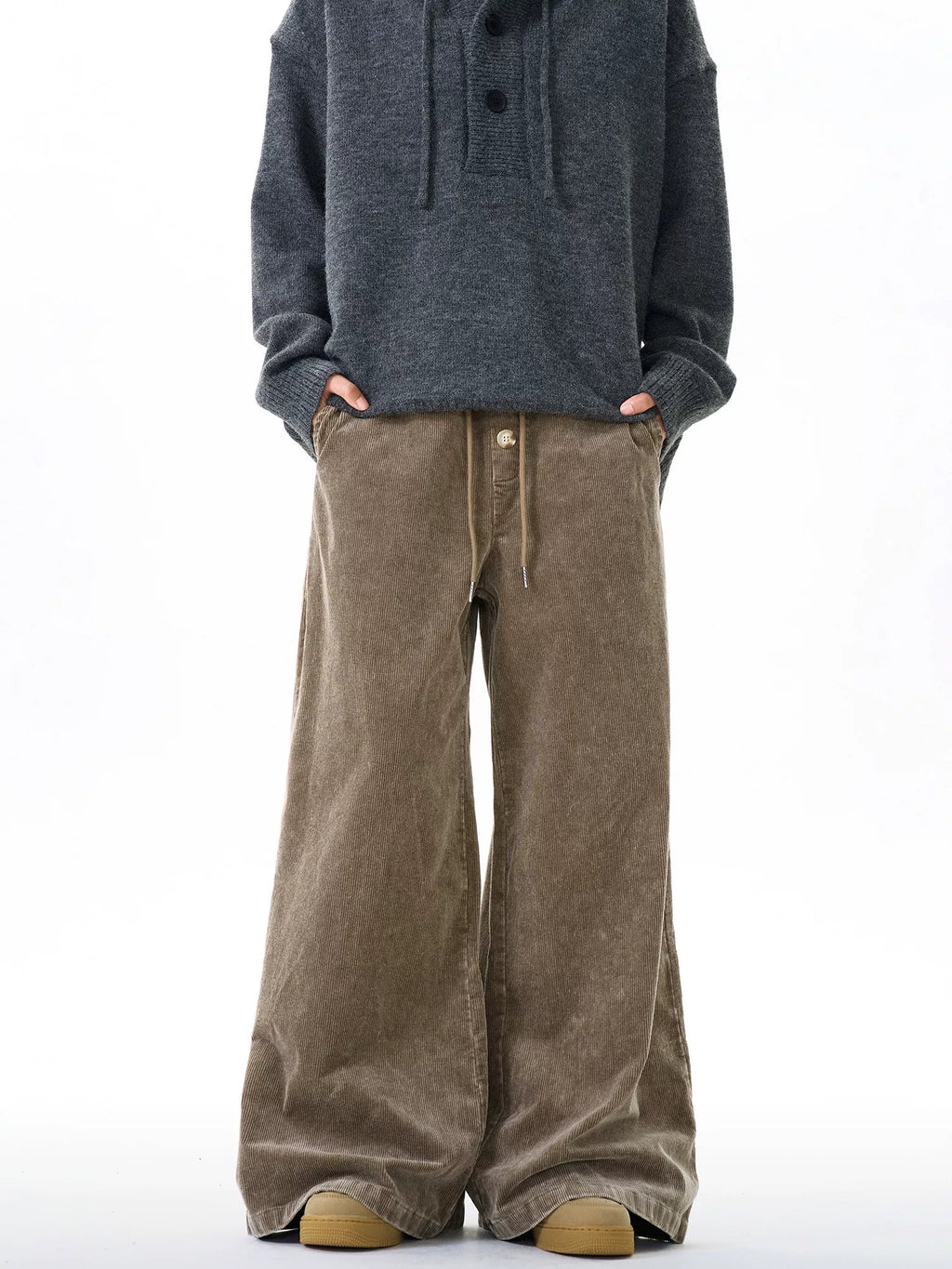 TRUQUEST Retro Distressed Corduroy Overalls