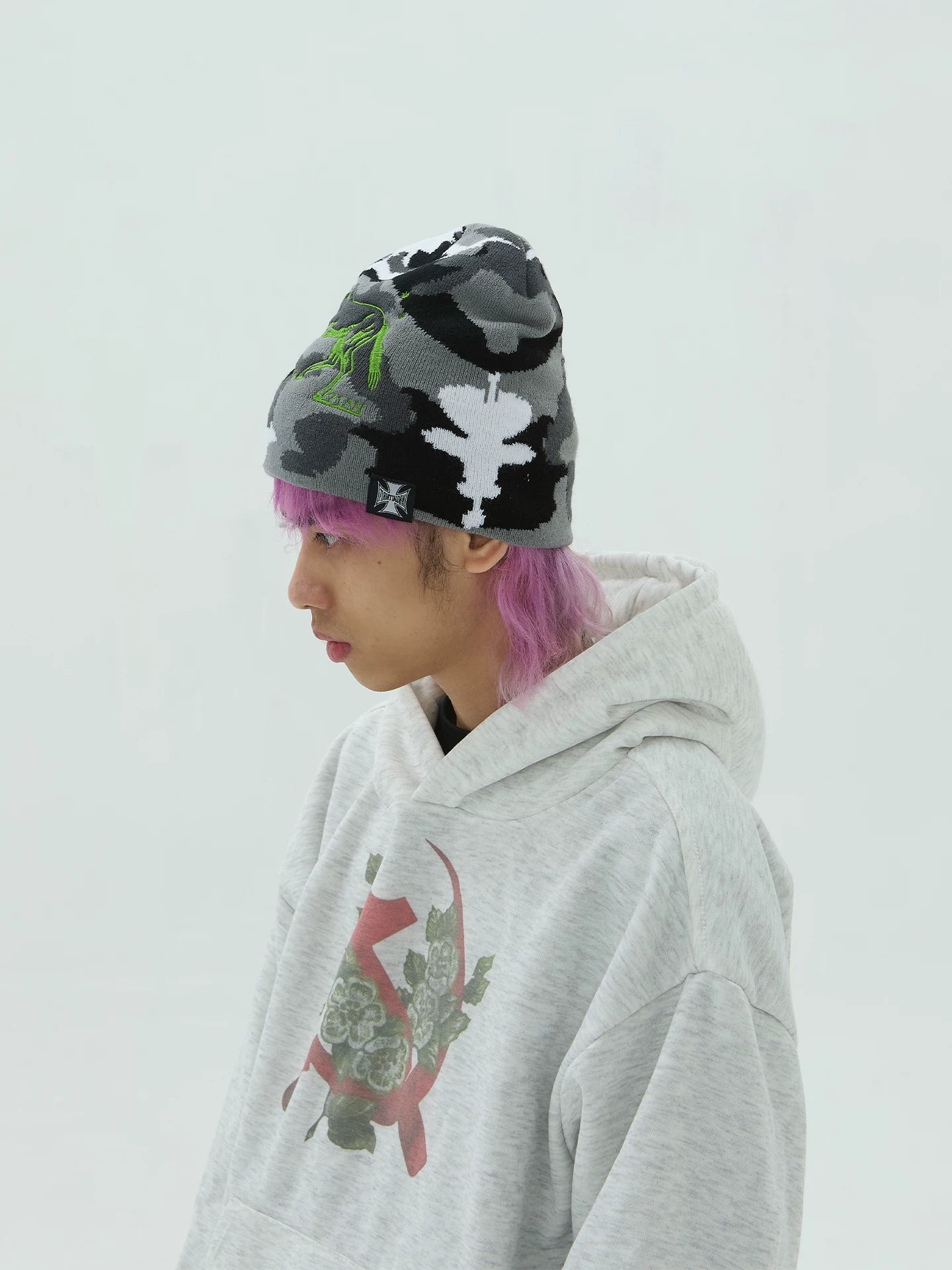 71AN Embroidery Camouflage Knitted Wool Hat