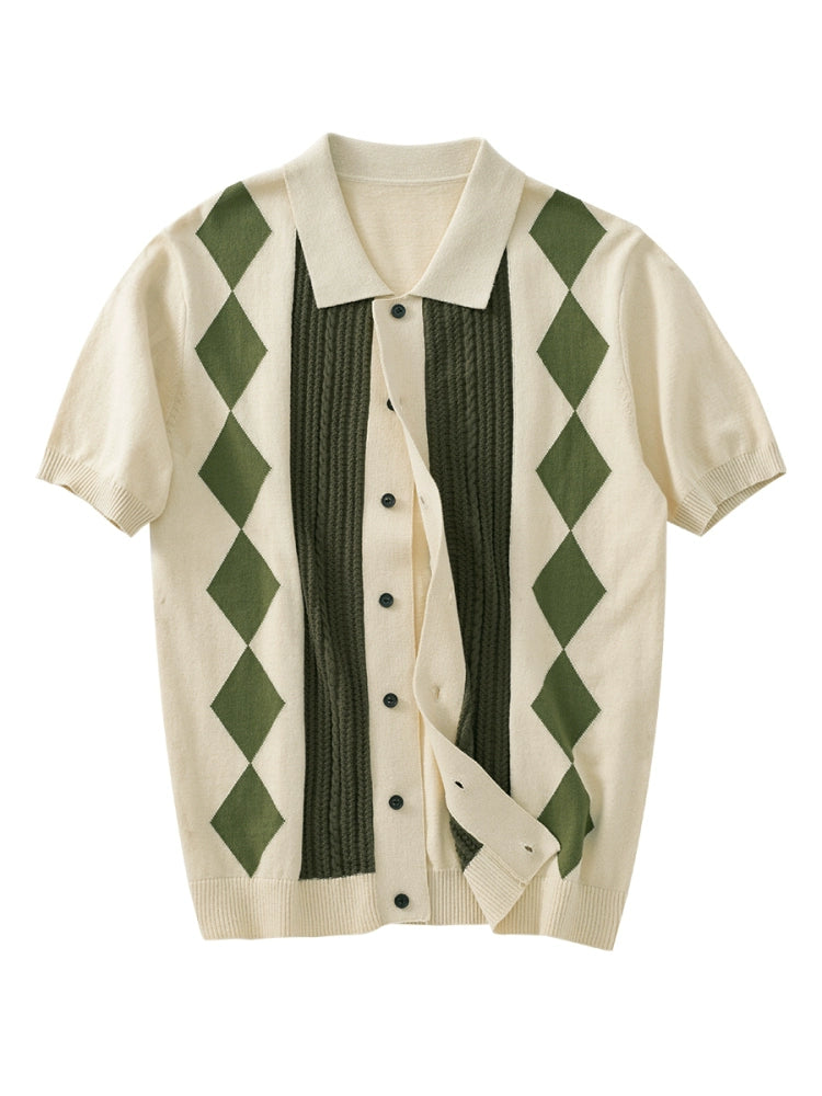 SOARIN Spliced Striped Knitted Polo Shirt