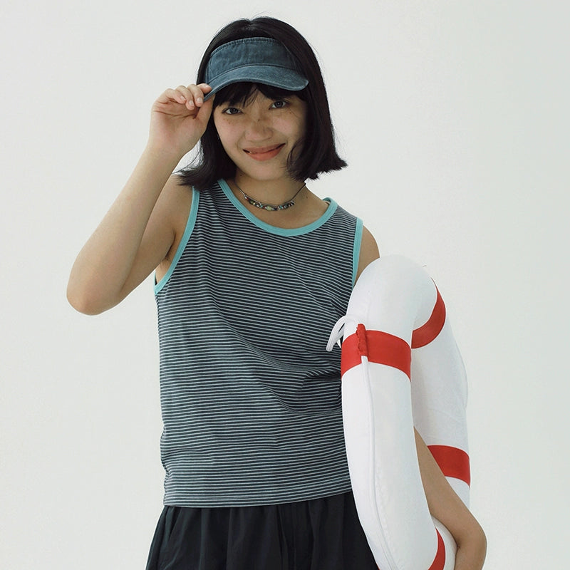 STILLYOU Vintage Striped Crew Neck Sleeveless Vest