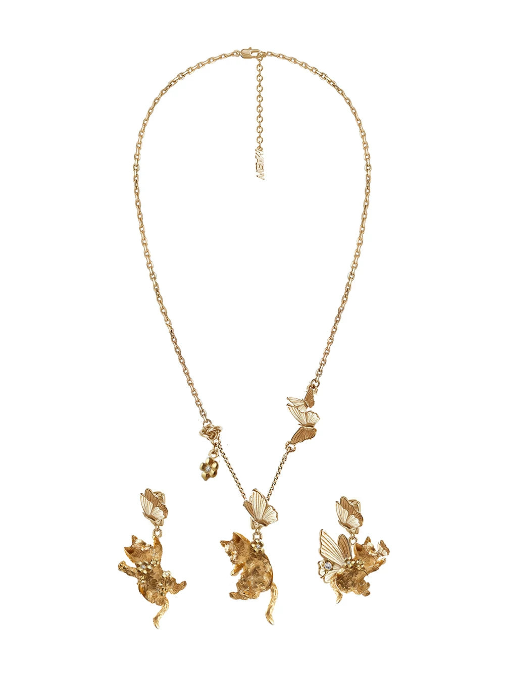 MASW Cute Butterfly Cat Creative DIY Pendant Collarbone Chain