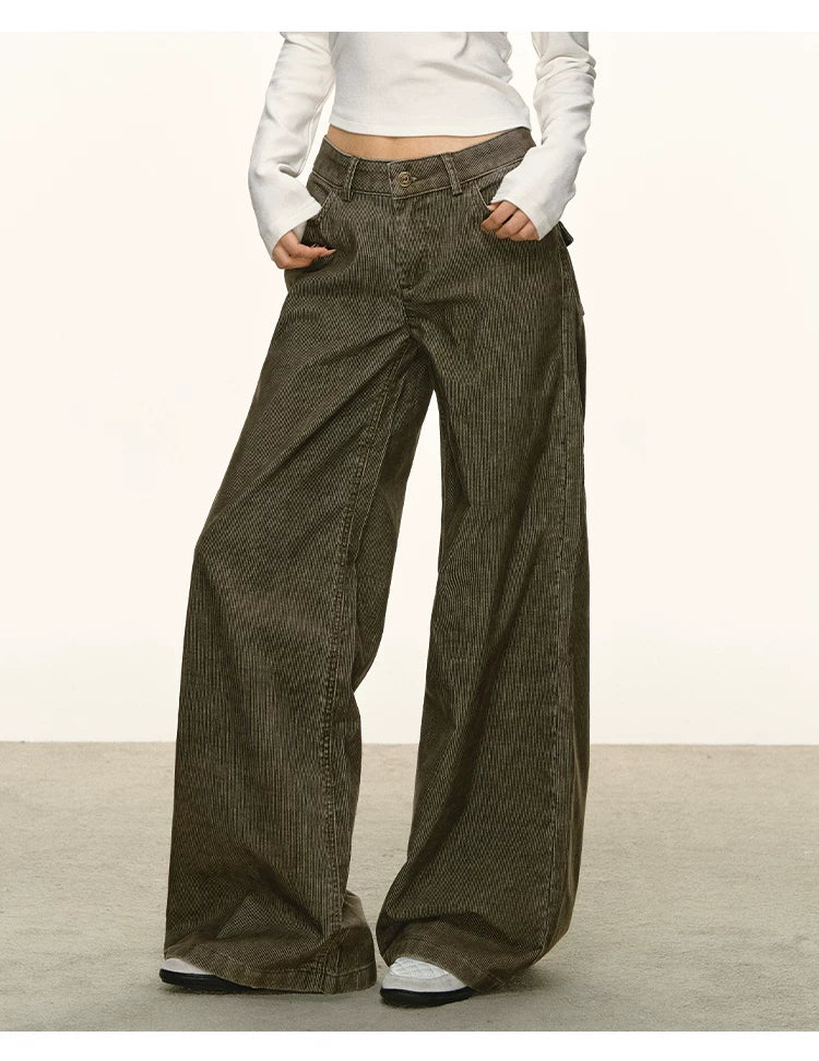 Anna Aneae Vintage Low-rise Straight Floor-mopping Trousers