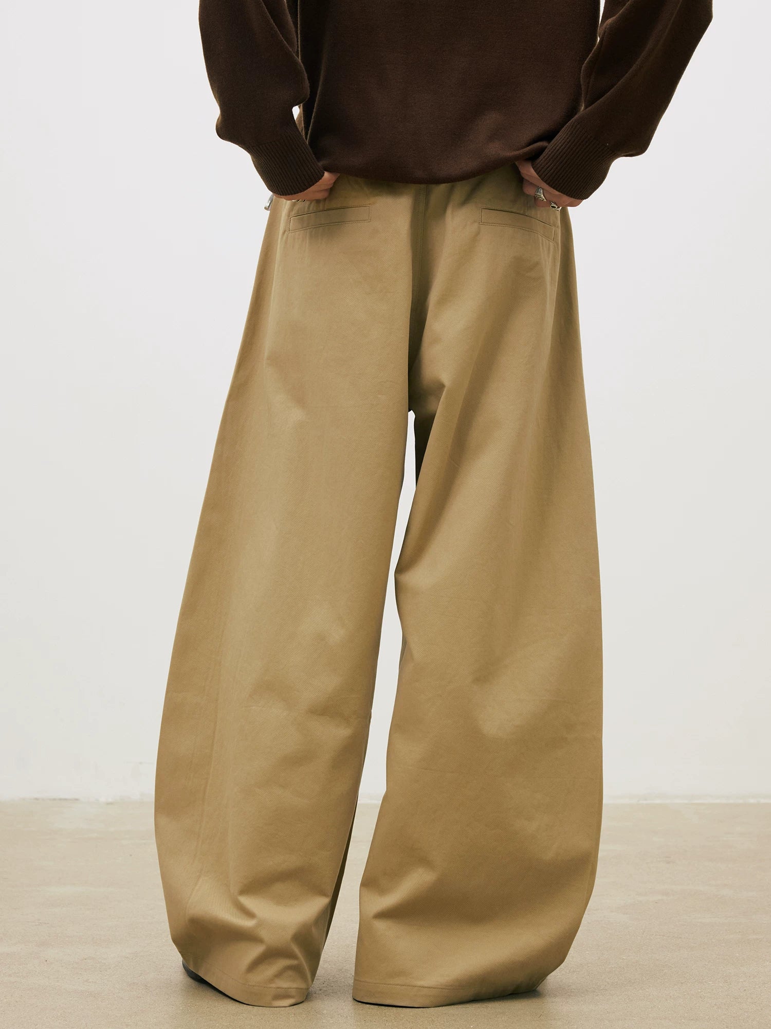 LR Vertical Pleated Abrasive Cotton Casual Pants