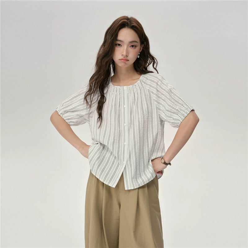 Giordano Loose Round Neck Seersucker Tee