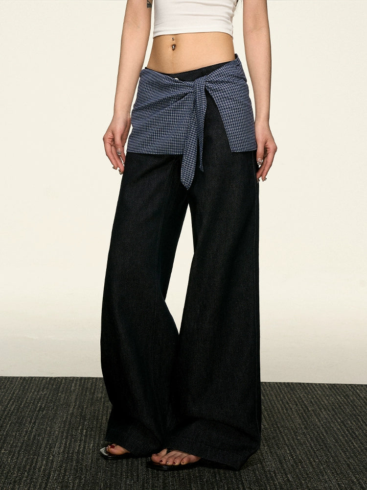 Aaisup Mid-waist Slim Straight Versatile Loose Wide-leg Pants