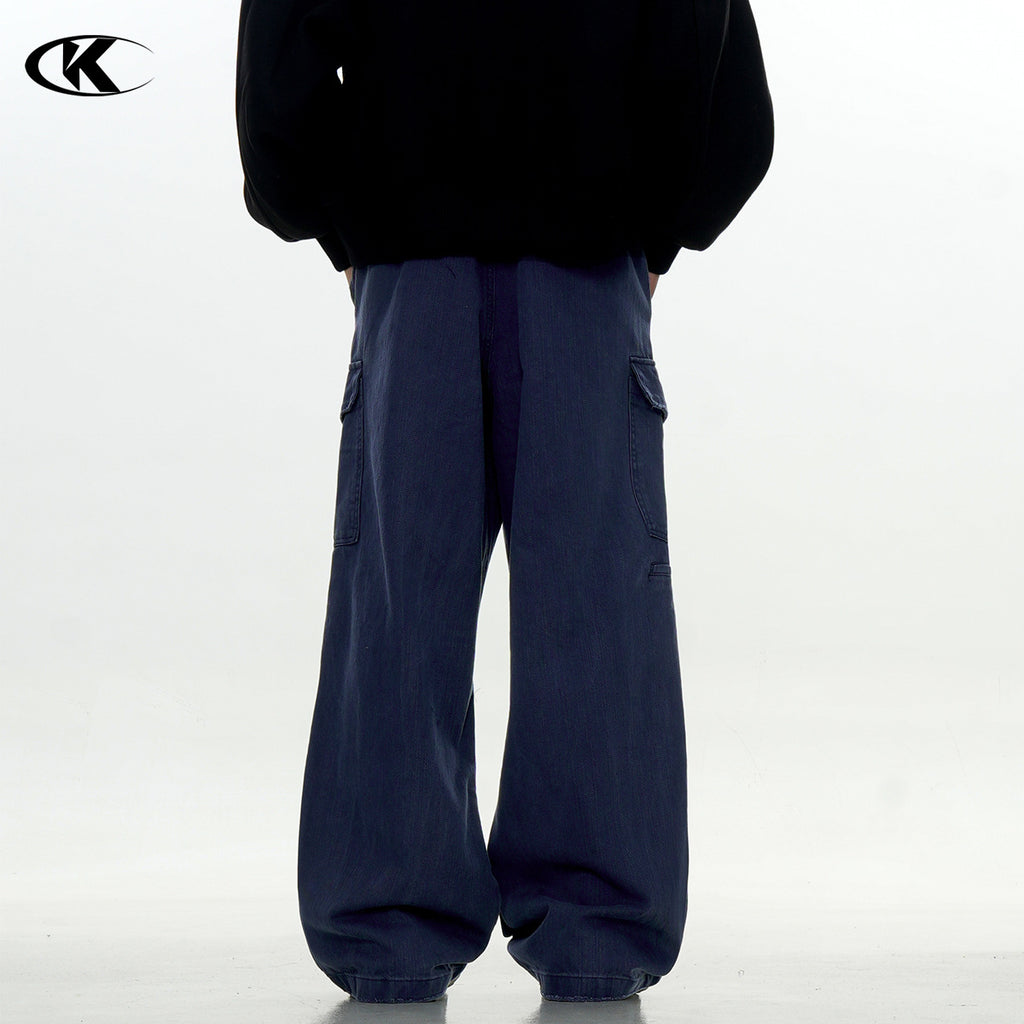 11KN pleated design multi-pocket micro-pull Pants