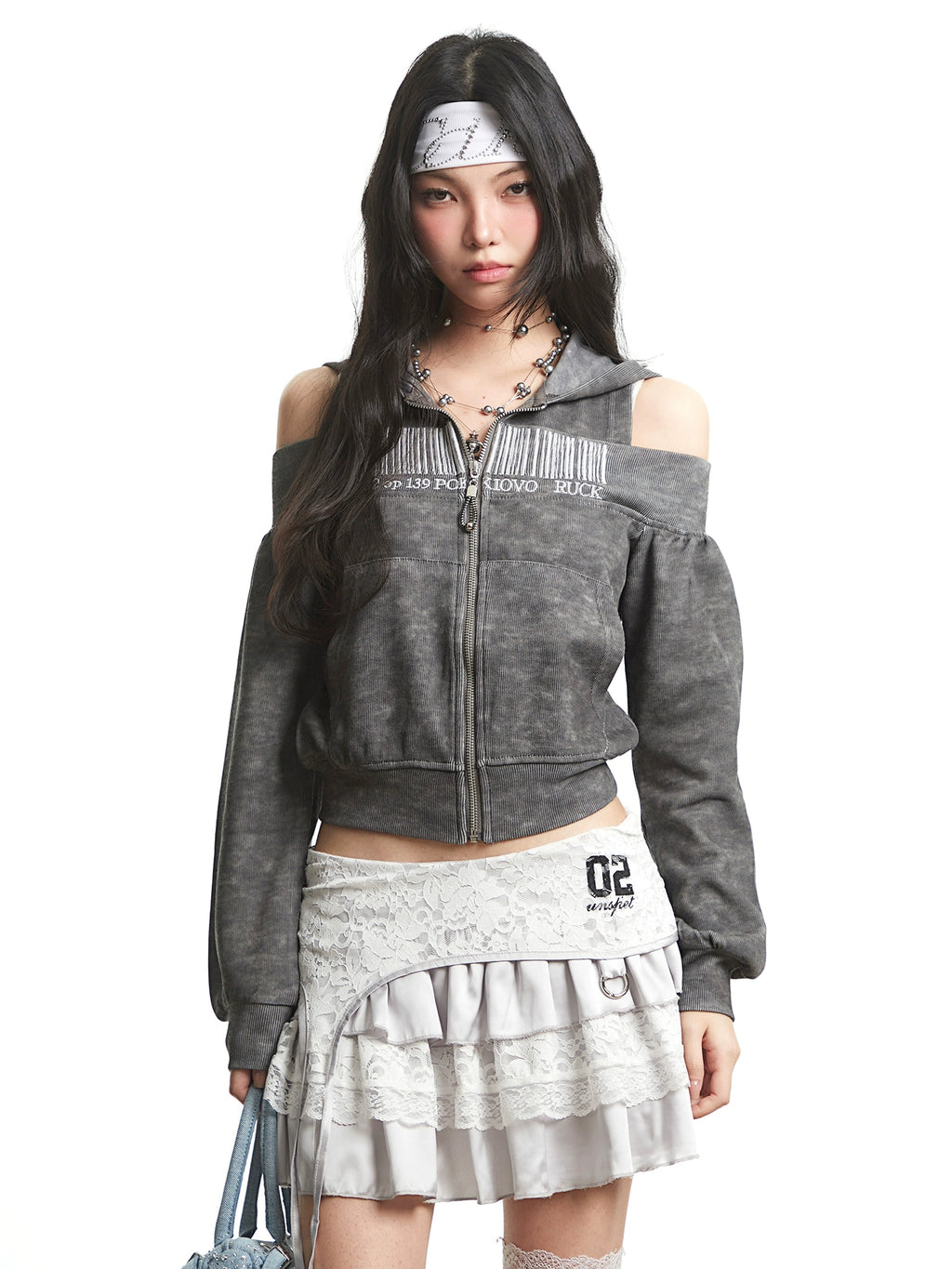 UNCMHISEX Off-Shoulder Short Hooded Sweater