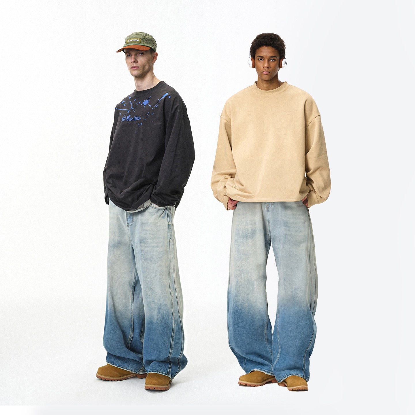 Inflation Gradual Change Worn Wide Leg Jeans