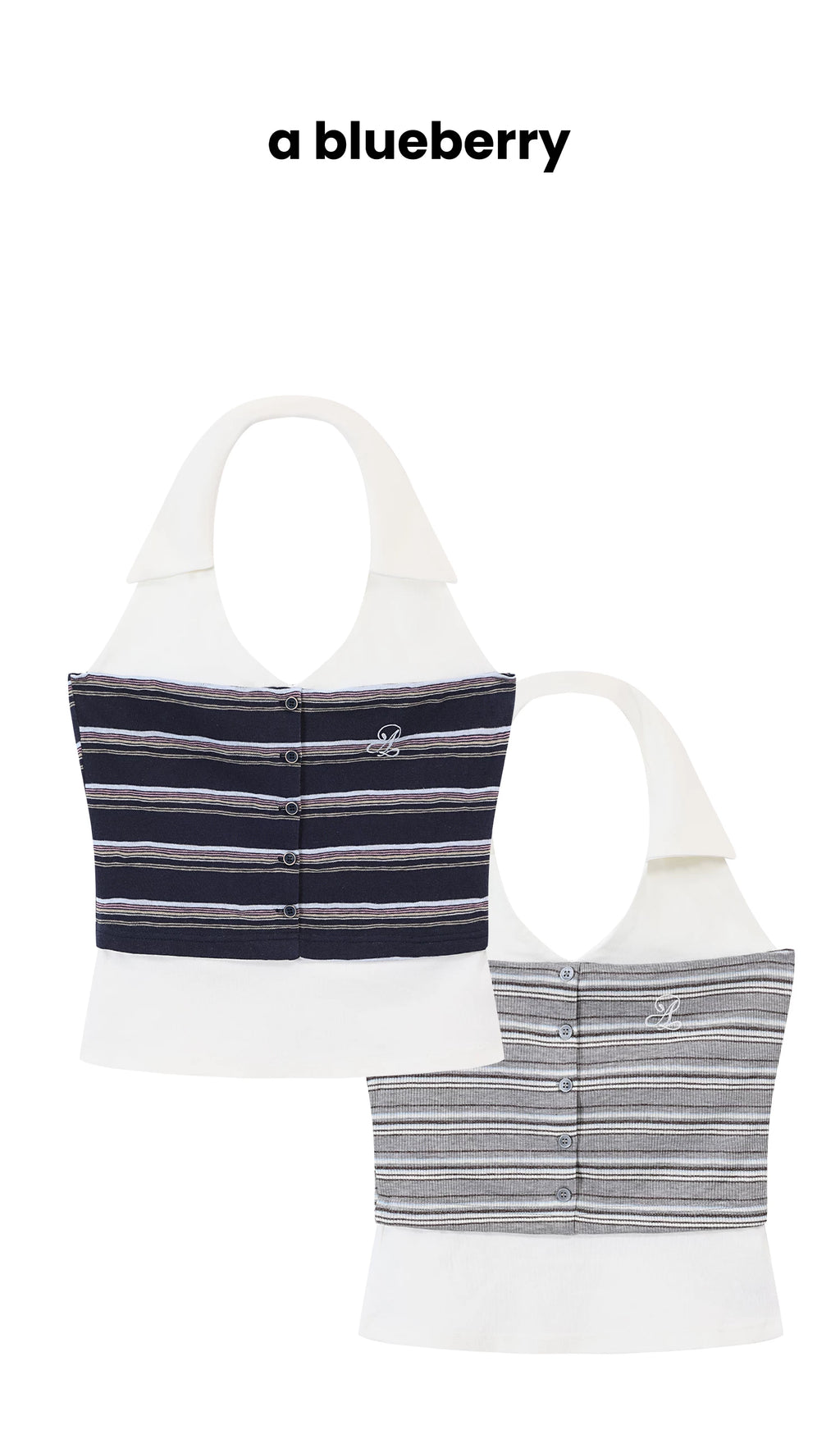 Ablueberry Striped Neck Vest