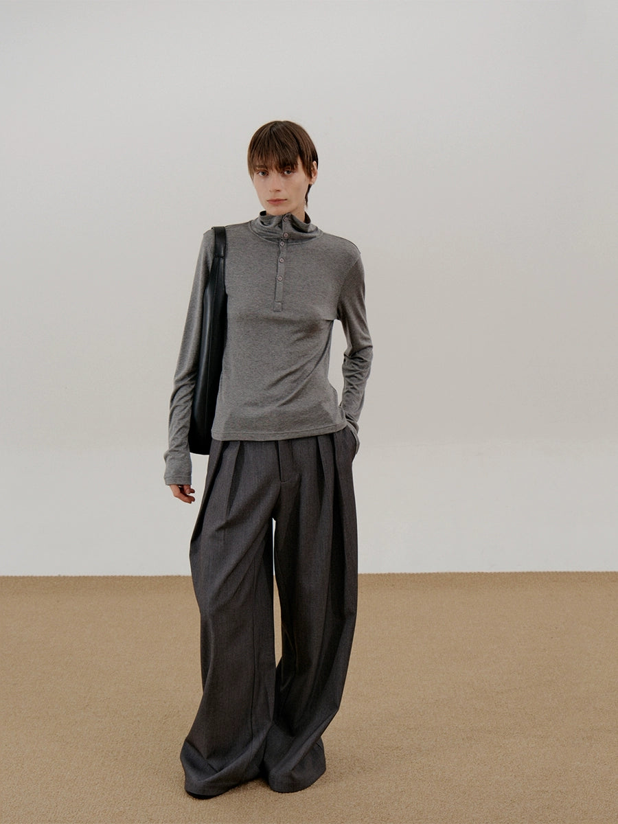 COLN Casual Turtleneck Button Long Sleeve