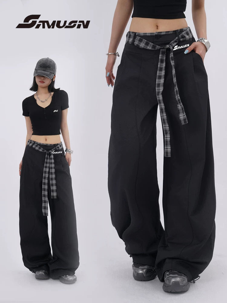 SAMUSAN Loose and Skinny Straight Wide Leg Casual Pants