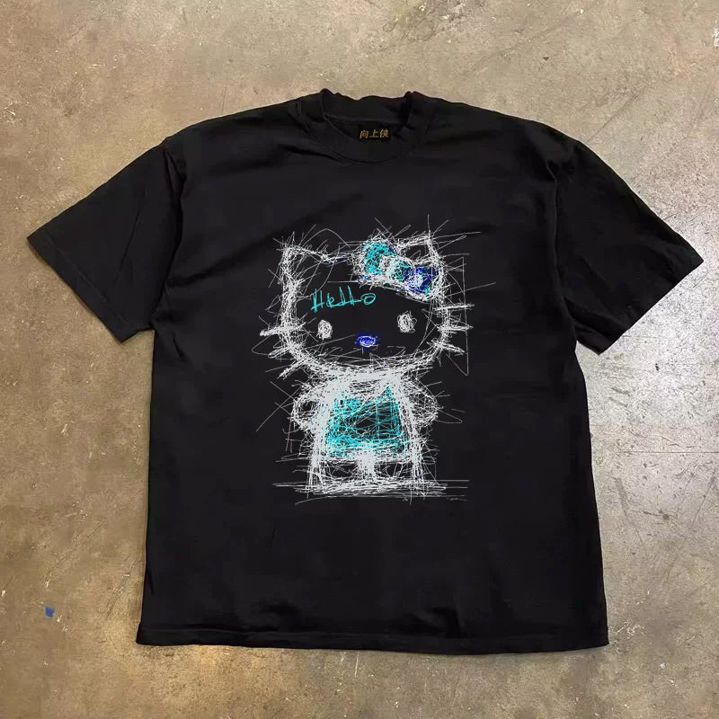 UPUPXIA  Kt Printing Loose Tee
