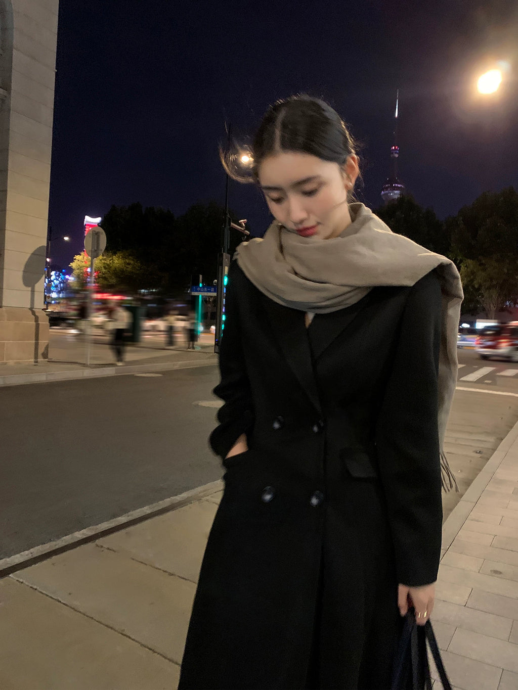 Pusumede High-end Waist and Thin Long Temperament Coat