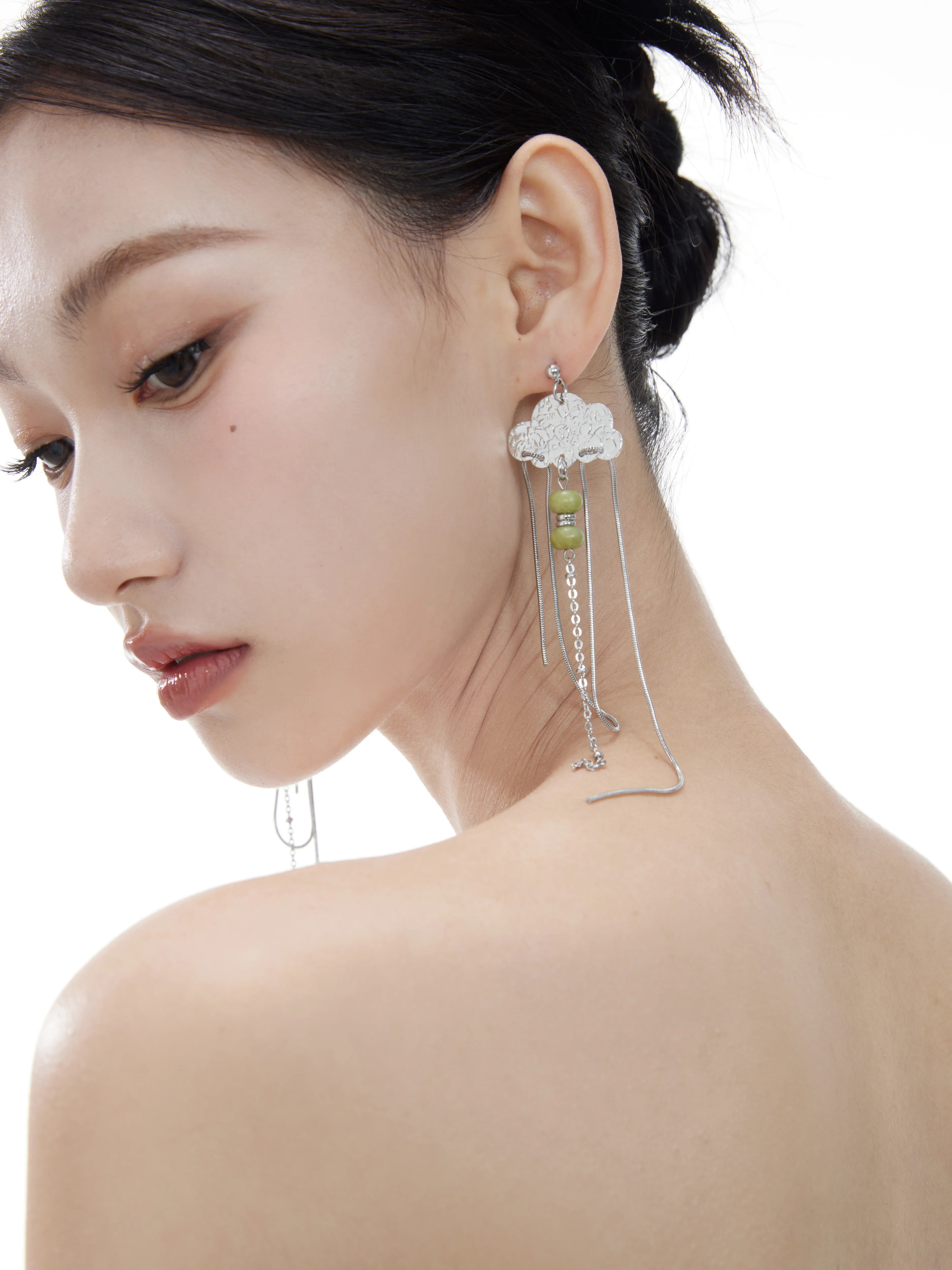 NO SOLUTION High-end Silver Snake Bone Earrings