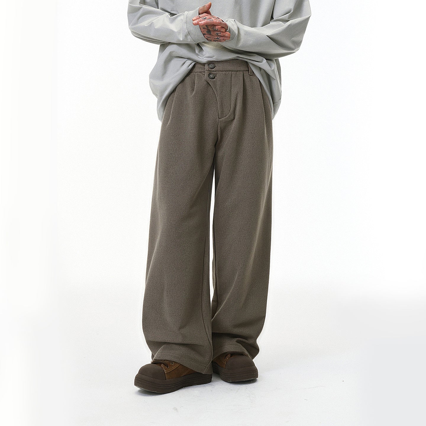 (Clearance) Inflation Double-Breasted Loose Versatile Wide Leg Pants