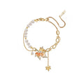 MASW Splicing Pearl Sunset Orange Maple Leaf Bracelet