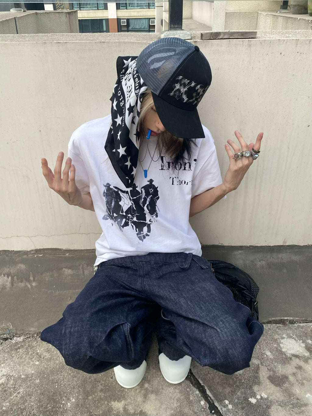 Ironthorn Wild West Denim Print Loose Tee
