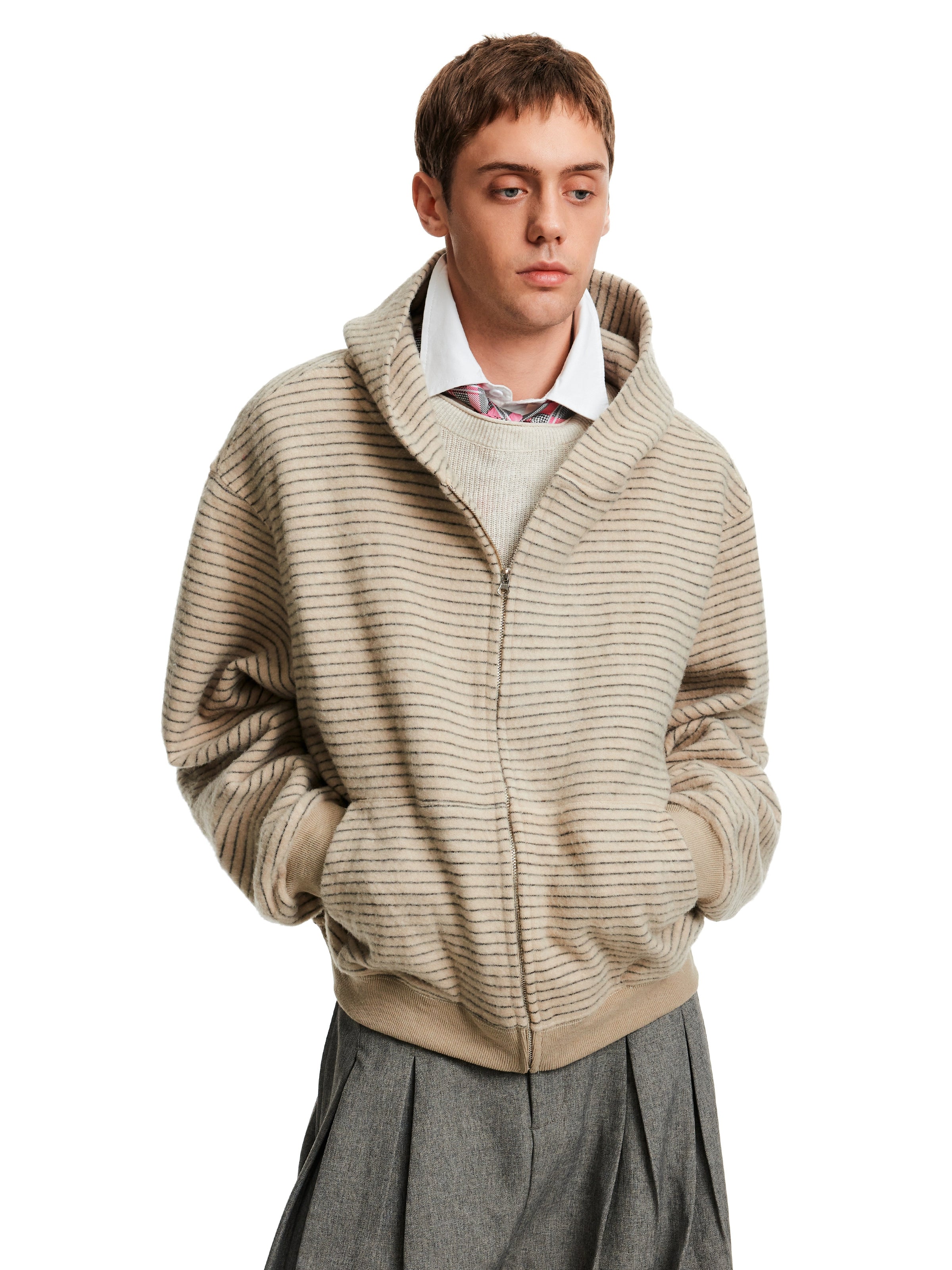 MADWITCH Soft Waxy Skin-friendly Striped Cardigan Sweater