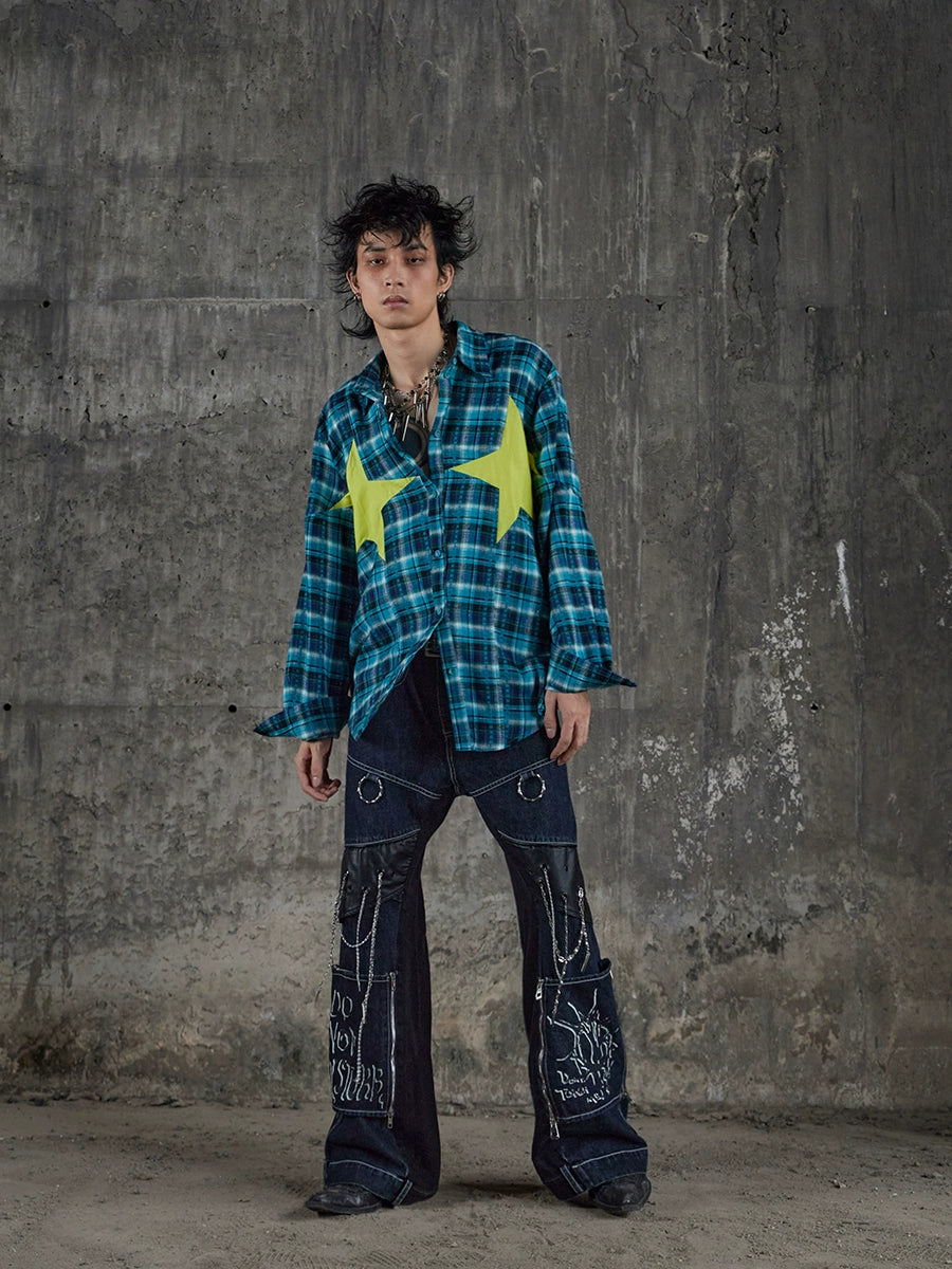 DND4DES Removable Splicing Washed Old Straight Jeans