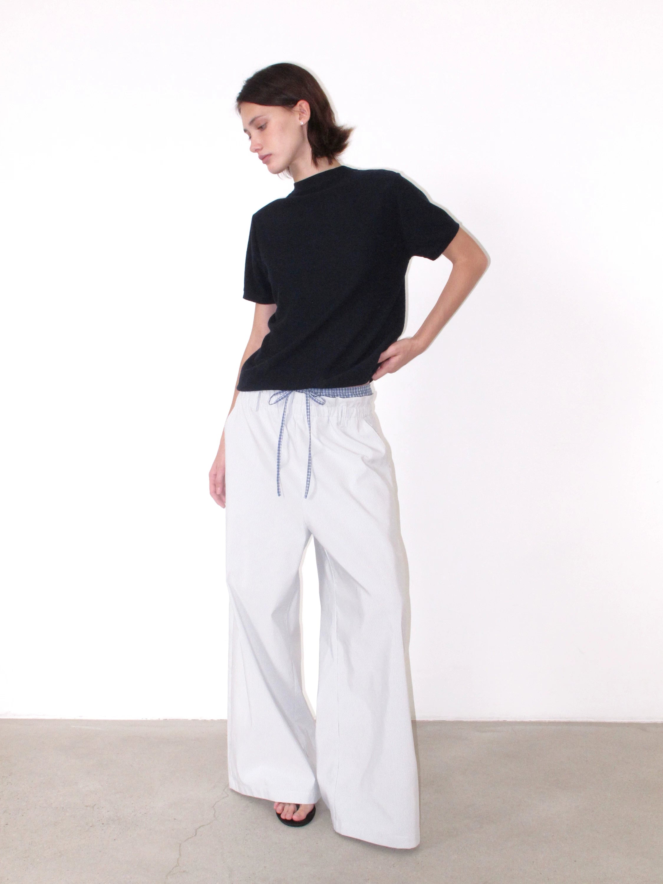 NOT UGLY Double Waist Lazy Striped Casual Pants