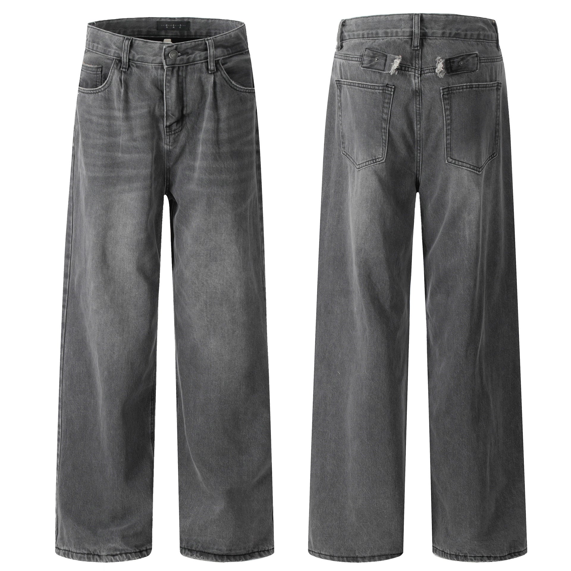 11KN Retro Old Polished White Velvet Straight Jeans