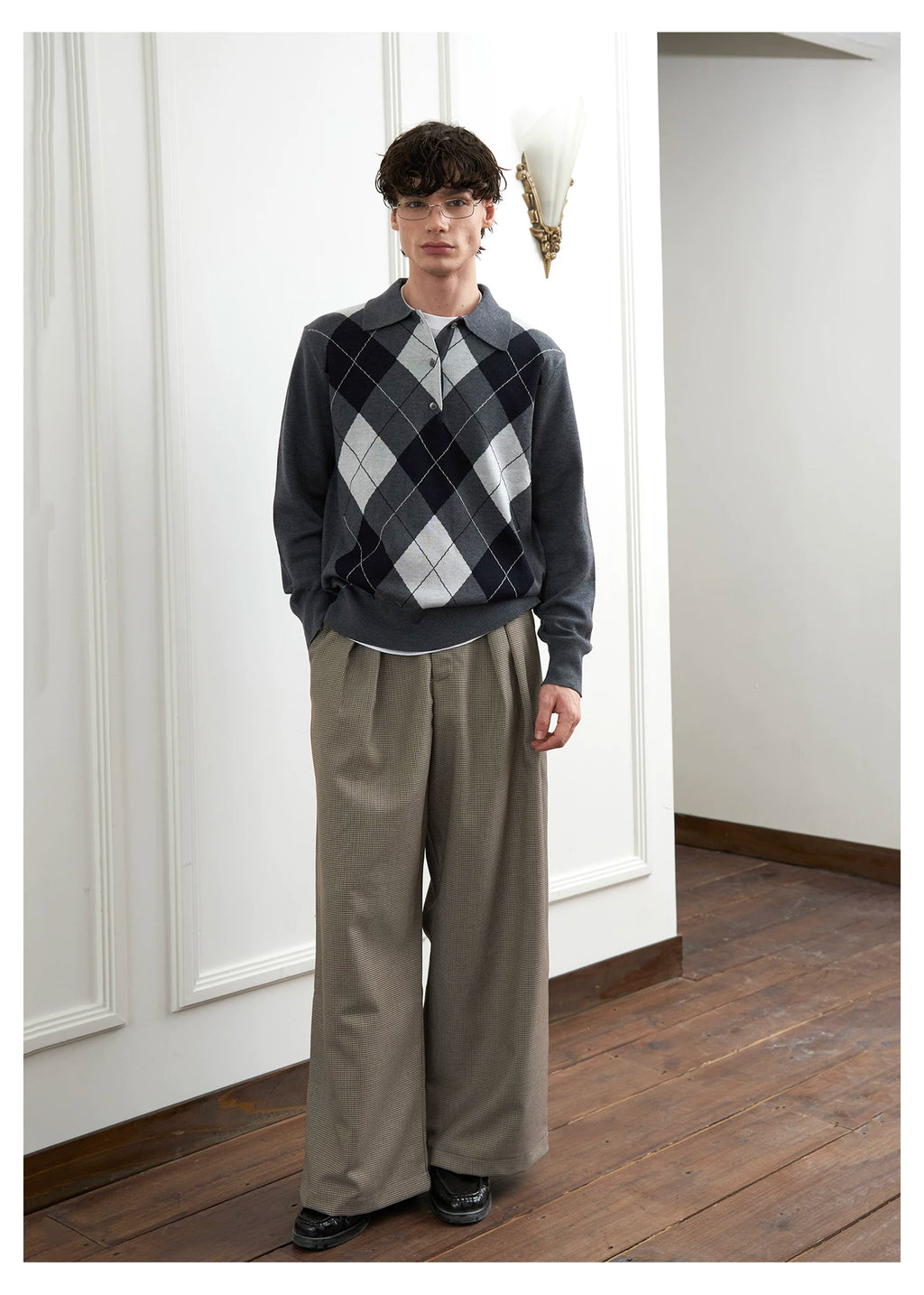 SINONOME Pleated A-shaped Wide-leg Loose Casual Trousers